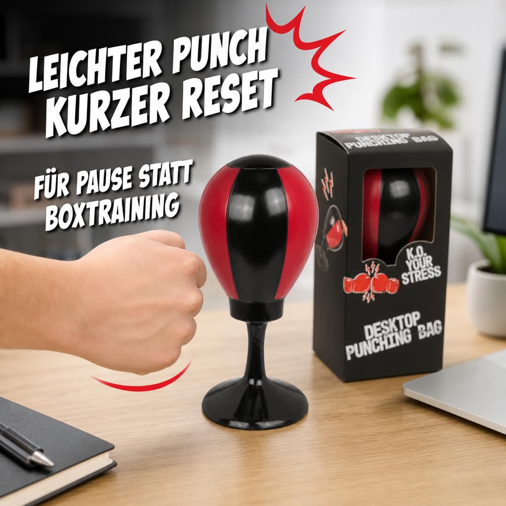 MIJOMA Work Desk Punching Bag 16 cm – Anti-Stress Punching Ball with Suction Cup, Random Color – Fun Stress Relief for Office & Home Office