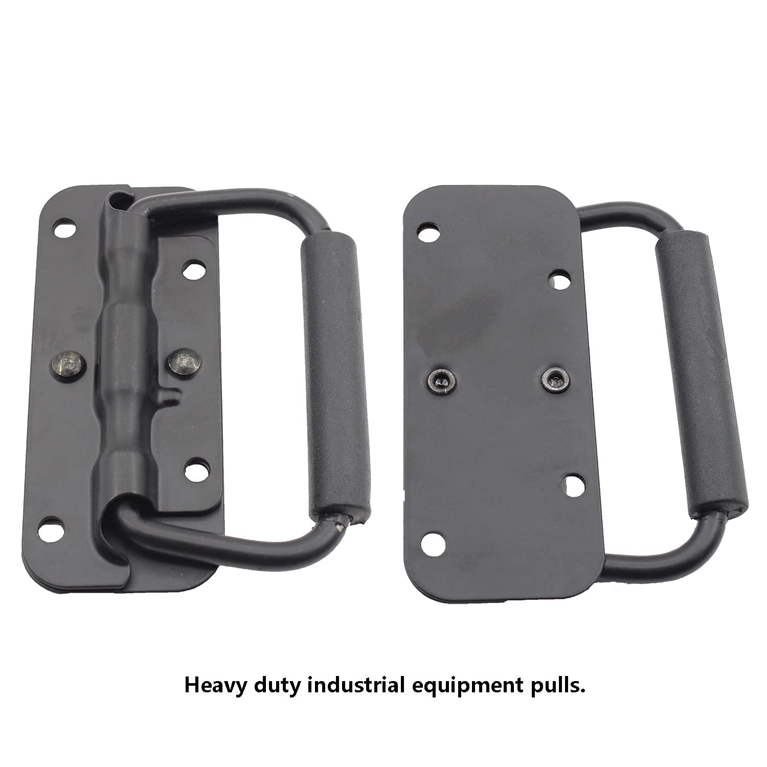 2 Pack Spring Loaded Pull Handles TTZEZE Surface Mount Chest Handle with Rubber Grip Handmade Chest Trunk Lifter — view 4