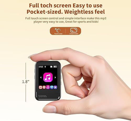 Miniatura 2 de Reproductor de MP3 con Bluetooth, reproductor de música portátil con altavoz y ranura para tarjeta micro SD, reproductor de MP3 con radio FM, video,