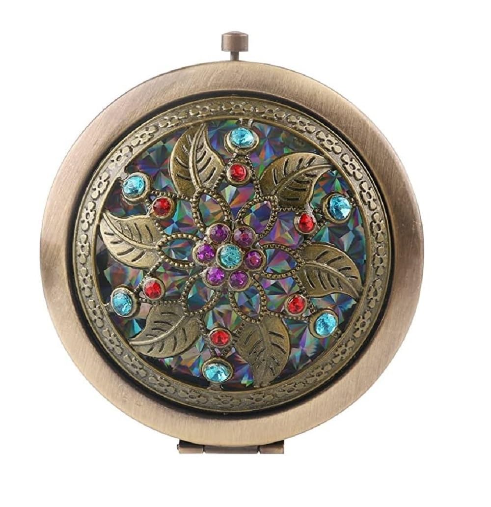 Vintage Foldable Mirror Metal Vanity Mirror Travel Mirror Makeup Mirror Pocket Mirror Double Sided Compact Cosmetic Mirror(Pack of 1)-image-27