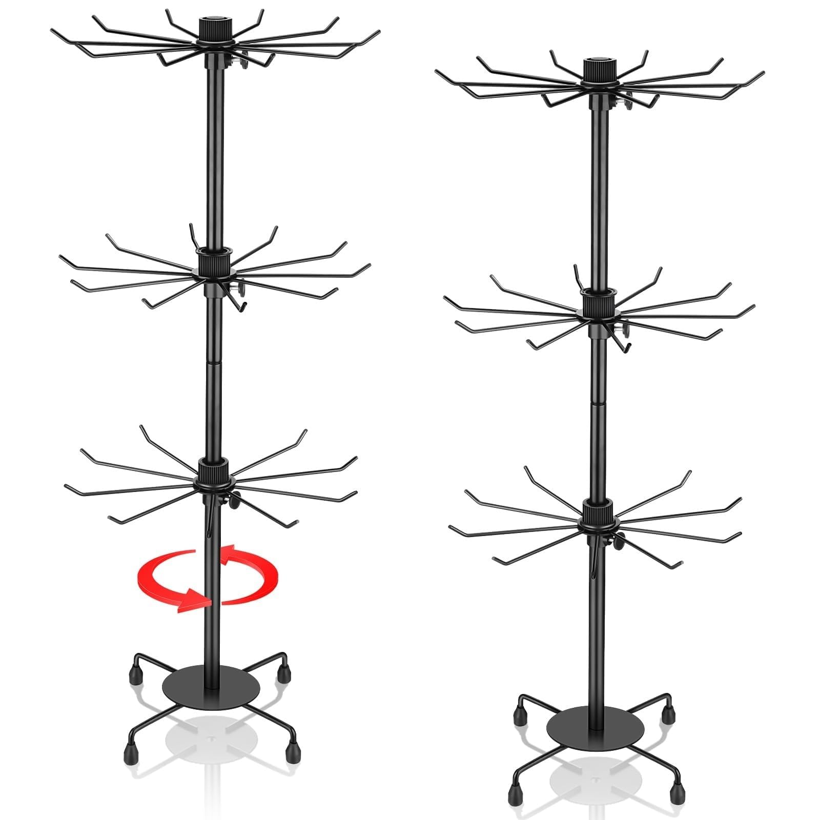THE WHITE SHOP 2 Pcs Spinning Jewelry Display Stand 3 Tier Rotating Keychain Earring Retail Display Rack Adjustable Fashion Counter Jewelry Tree Display Holder Organizer for Women Men Valentine's Day