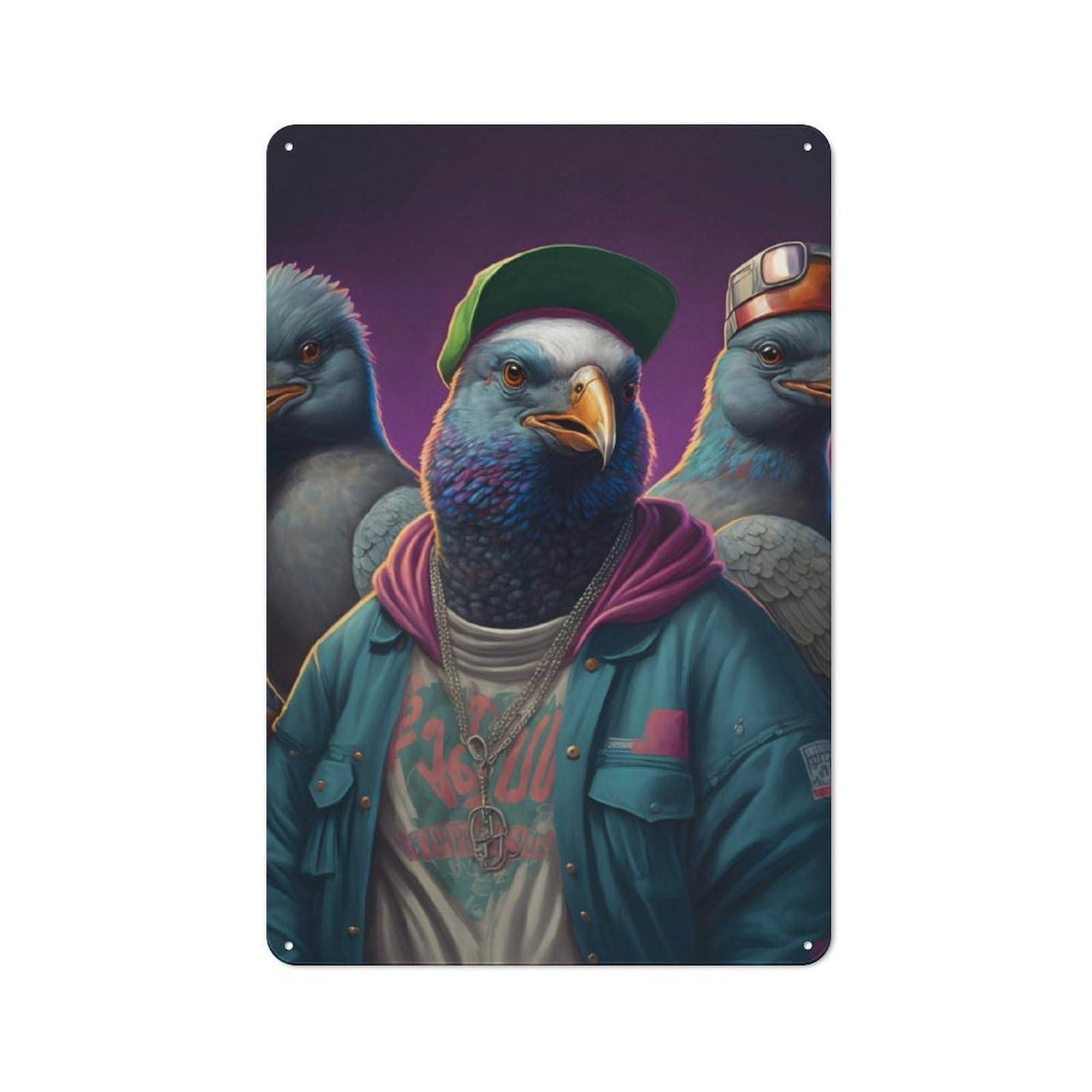 Pigeon Rap Band Retro-style Metal Plaque 30x20cm for Garage Or Workshop, for Garage, Workshop And Man Cave Decoration