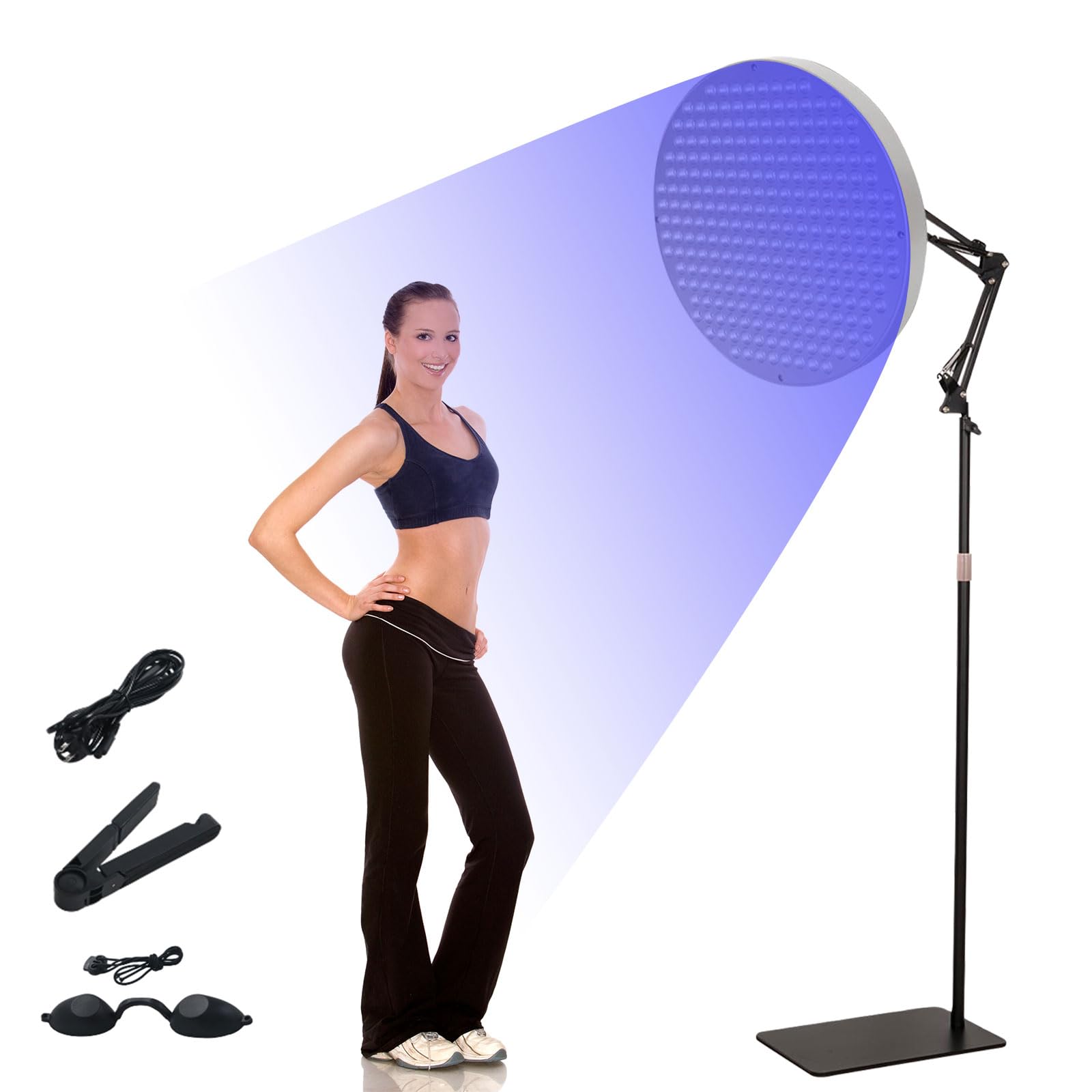 Solarium para el Hogar, 50 W 225 LEDs 460 NM Lámpara de Bronceado con Soporte Ajustable y Plegable, Bronceado Facial luz Diurna para el Hogar uso Doméstico