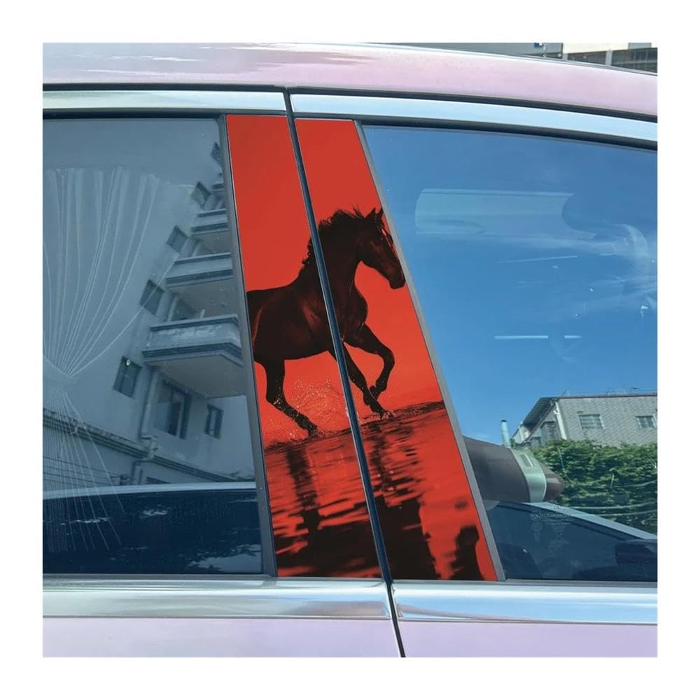 Body Parts 2pcs Car Center Pillar Sticker Running Cool Horses Auto B-Pillar Waterproof Protective Film(Type A)