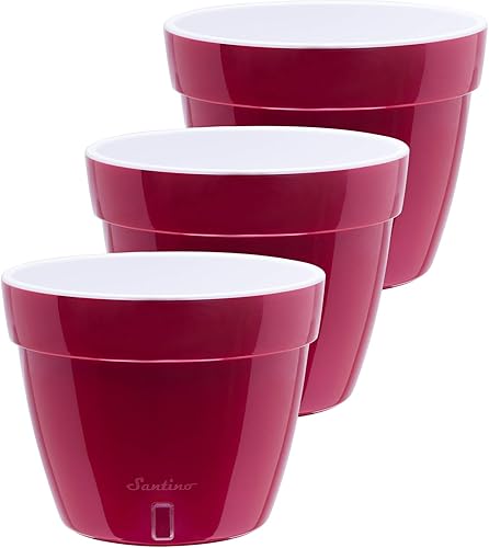 DecoPots - Paquete de 3  10.6 pulgadas  Maceta de riego automático  Maceta moderna con indicador de nivel de agua para todas las plantas de casa,