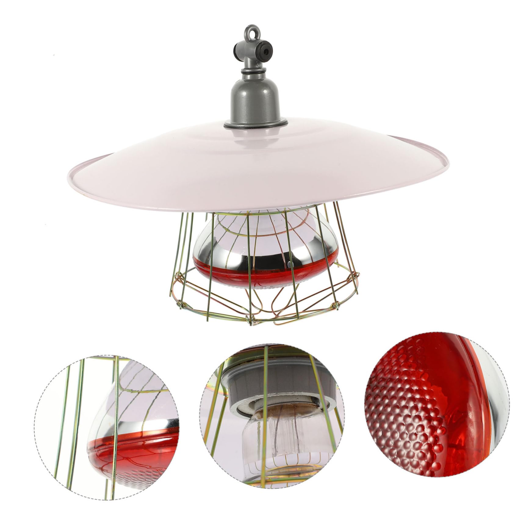 ibasenice Lampada Termica Riscaldante per Gabbie di Piccoli Suini e Animali Domestici Coprilampada in Metallo Bianco, Effetto Riscaldante Efficiente Colore Casuale per Allevamento