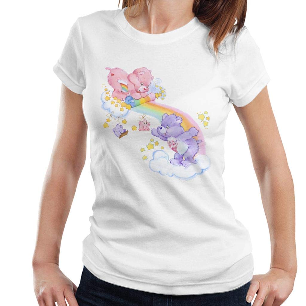 Care Bears Cheer Bear and Share Bear Unrolling A Rainbow Women's T-Shirt
