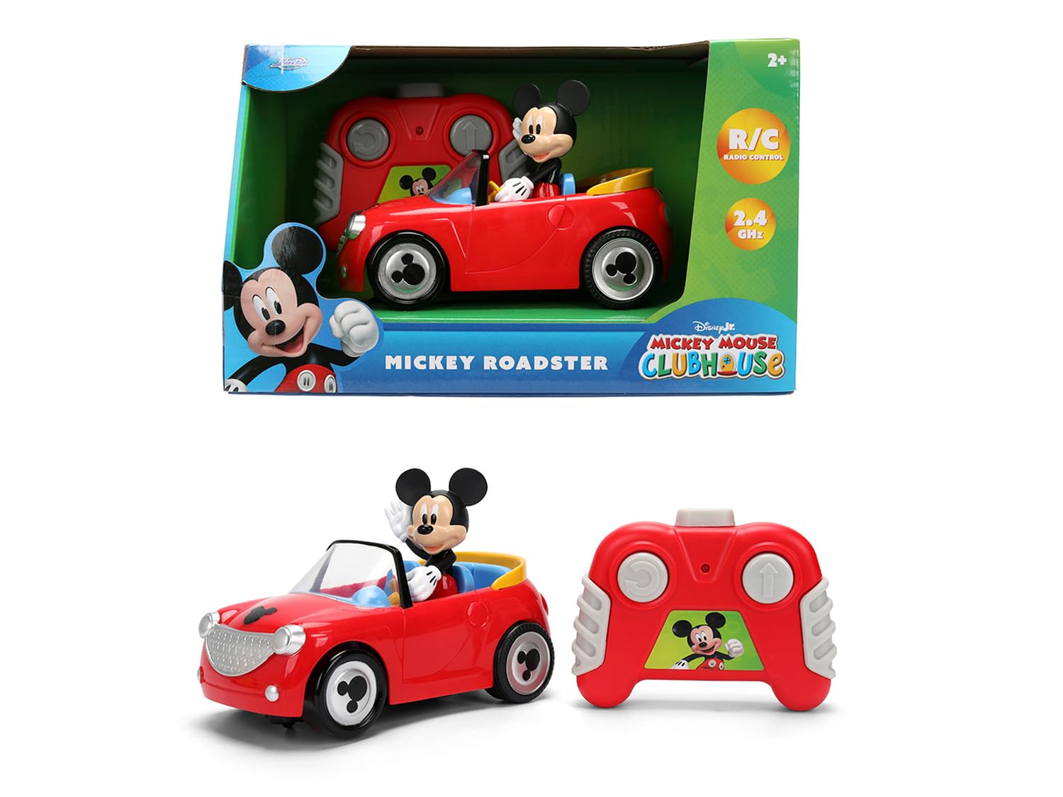 Jada Disney Mickey Mouse Coche Teledirigido 14 cm con Figura Integrada no Extraible, Fácil de Usar, 2,4 GHz, 1 Canal, Roadster Mickey, Juguete para Niños +2 Años (9336836314R00)