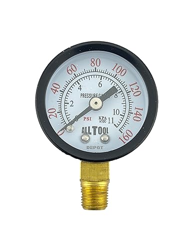 Manómetro de presión de aire de 1-12" Montaje lateral inferior 18" NPT 1-12" Dial - 0 a 160 PSI