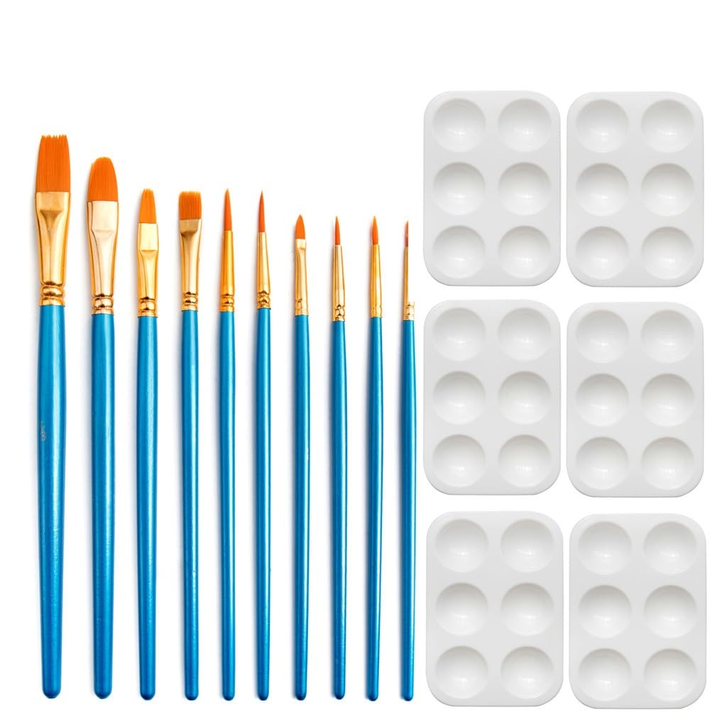 Juego De 16 Pinceles para Óleo, Pinceles De Madera, Paleta De Plástico, Herramienta De Dibujo De Grafiti para Manualidades
