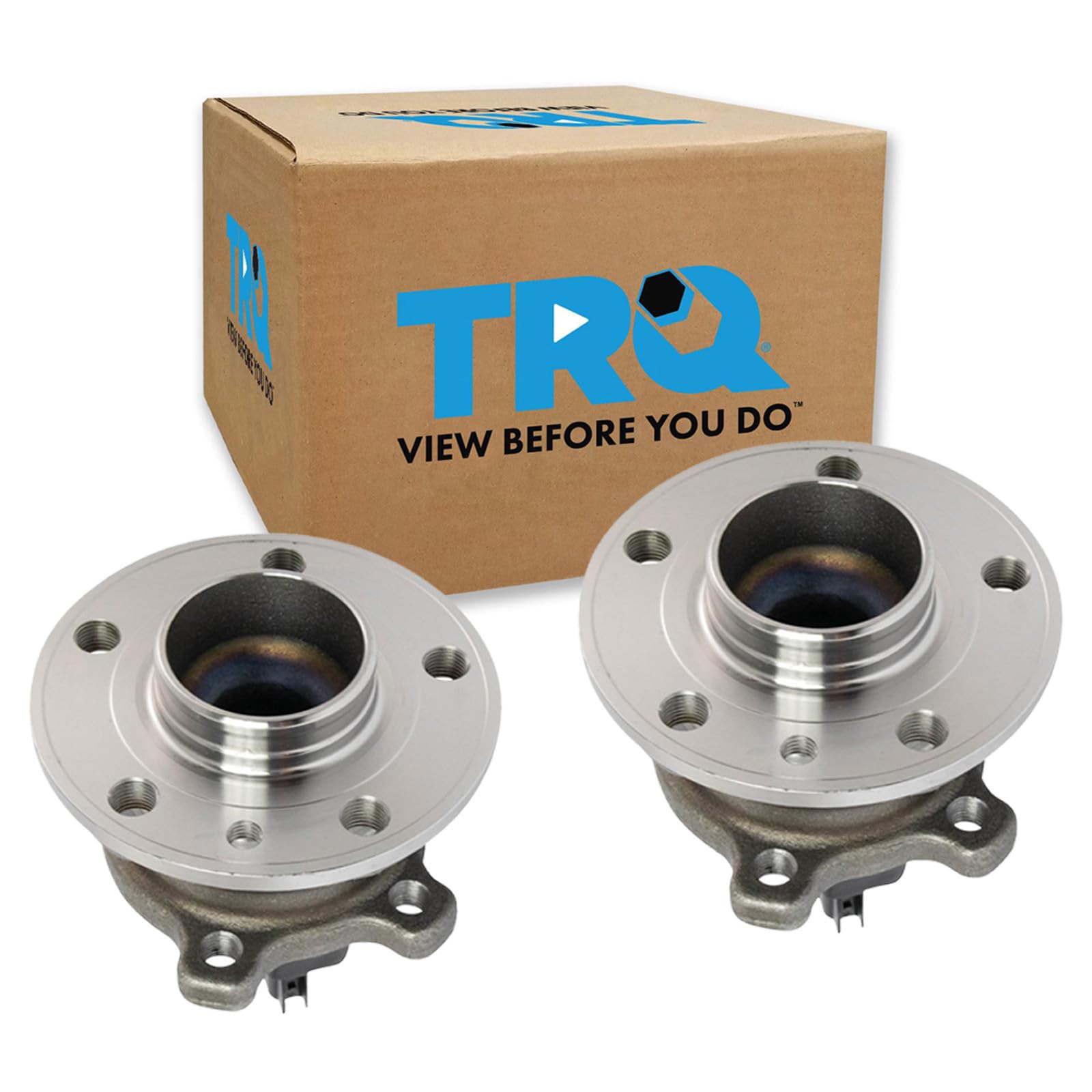 TRQ 2 Piece Rear Wheel Bearing &amp; Hub Assembly Set with ABS Sensor