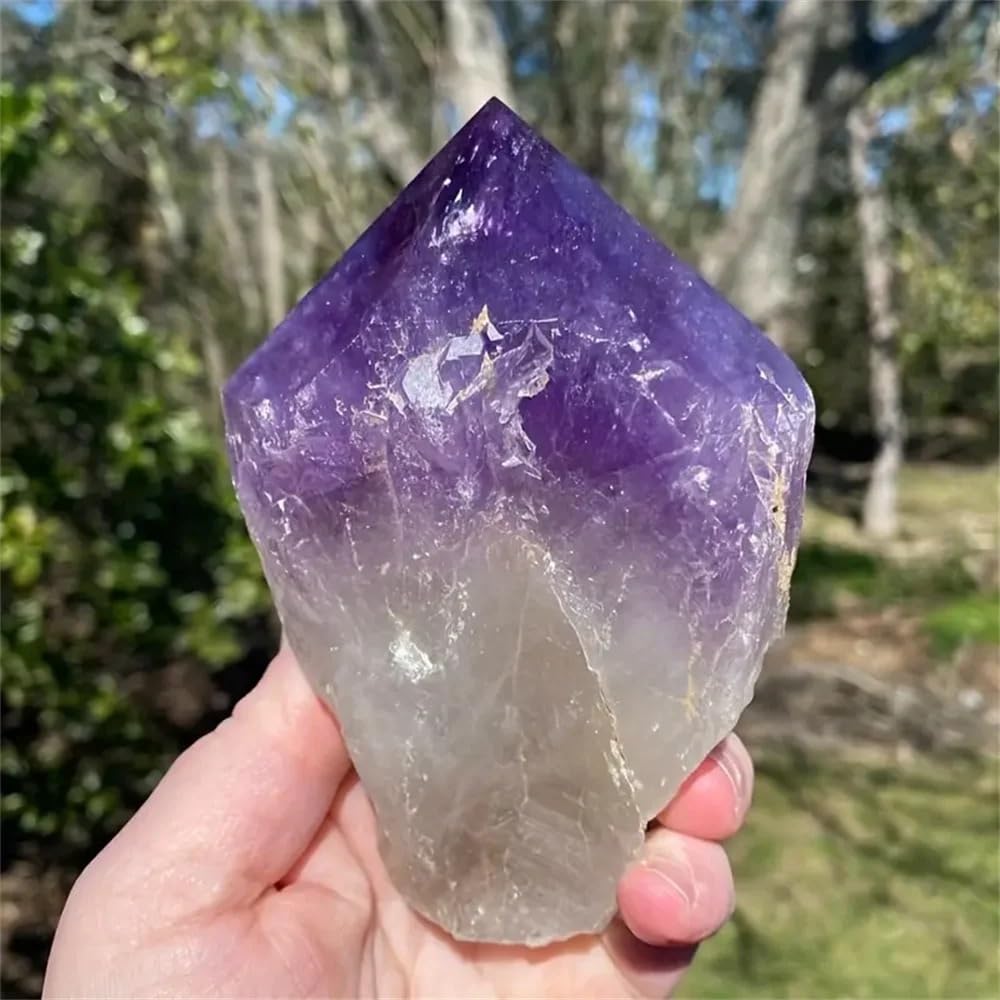 AARTERZZA 1pc 400-500g High Crystal Quartz Obelisk Vivid Purple