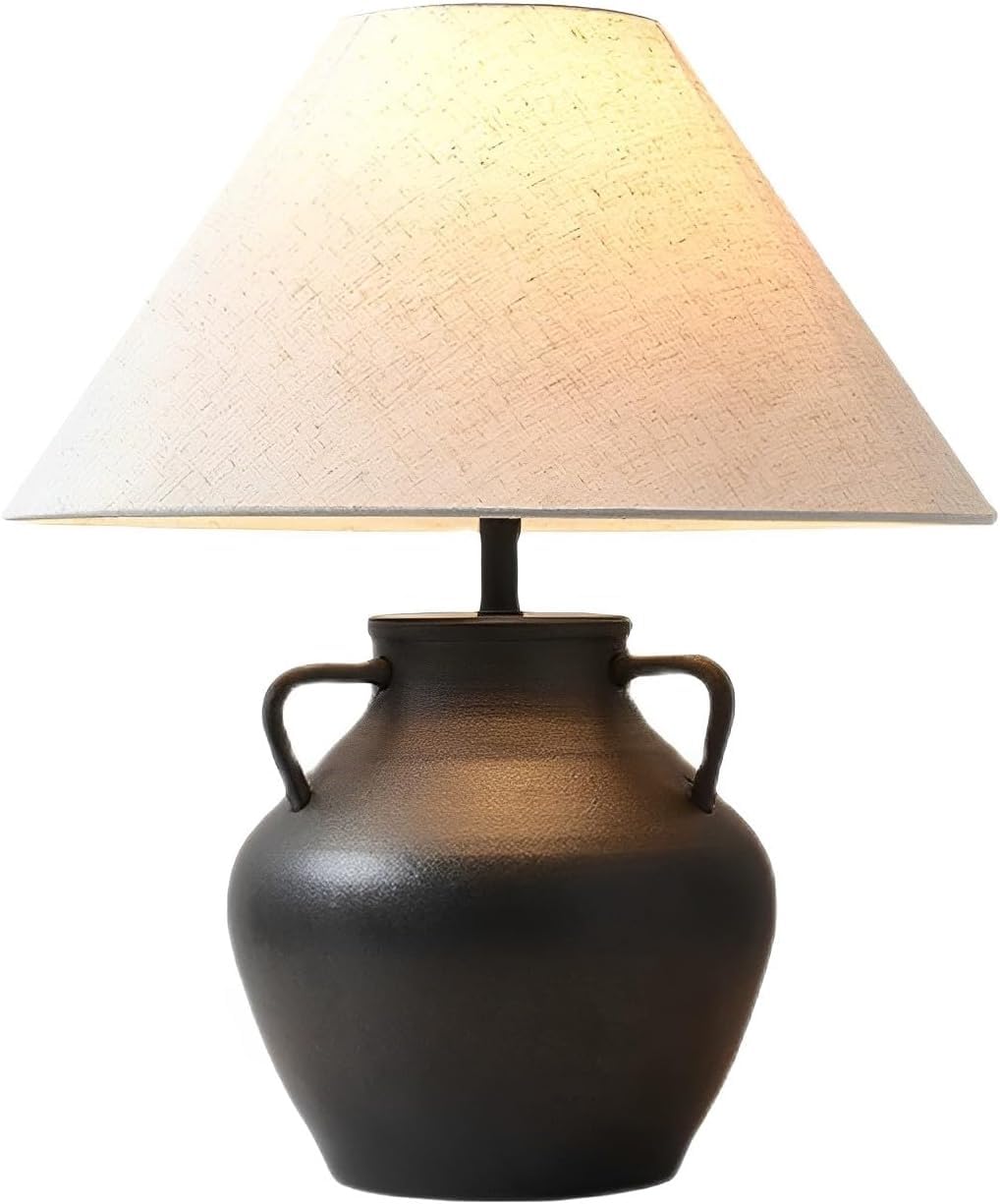 Lampe de bureau E27 en céramique de ferme au design noir intemporel
