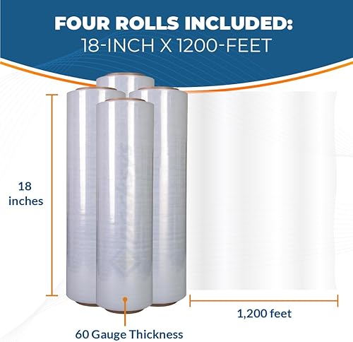 Miniatura 2 de Packsys Película elástica de grado profesional envoltura de plástico transparente de alta calidad de 18 pulgadas x 1200 pies, ultra duradera, de