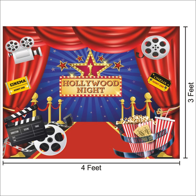Image of Bollywood Night Backdrop | Movie Night Banner | Bollywood Theme Party Decorations (Pack of 1, Size: 4x3 Feet)