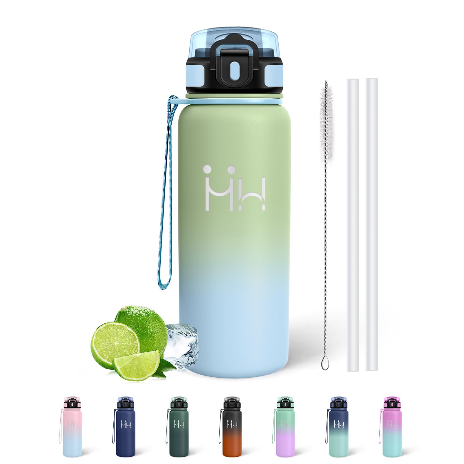 Mujigaga 750ml Insulated Water Bottle, Leakless Water Bottle, with Straw, Easy to Carry, Stainless Steel Water Bottles, BPA Free Gym Water Bottles for Biking, Gym, Cycling
