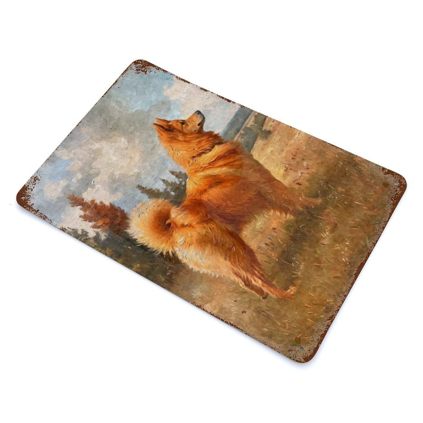 Garage Style Vintage Finnish Spitz Rustic Tin Plaque 11.8"x7.9", Industrial Home Decor for Bar And Workshop