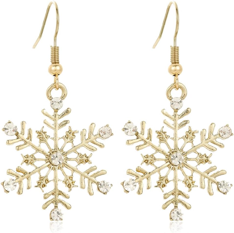 Christmas Earring Colorful Crystal Snowflake Dangle Drop Earrings Sparkly Rhinestone Snowflake Earring Xmas Holiday Party Jewelry Accessaries for Women