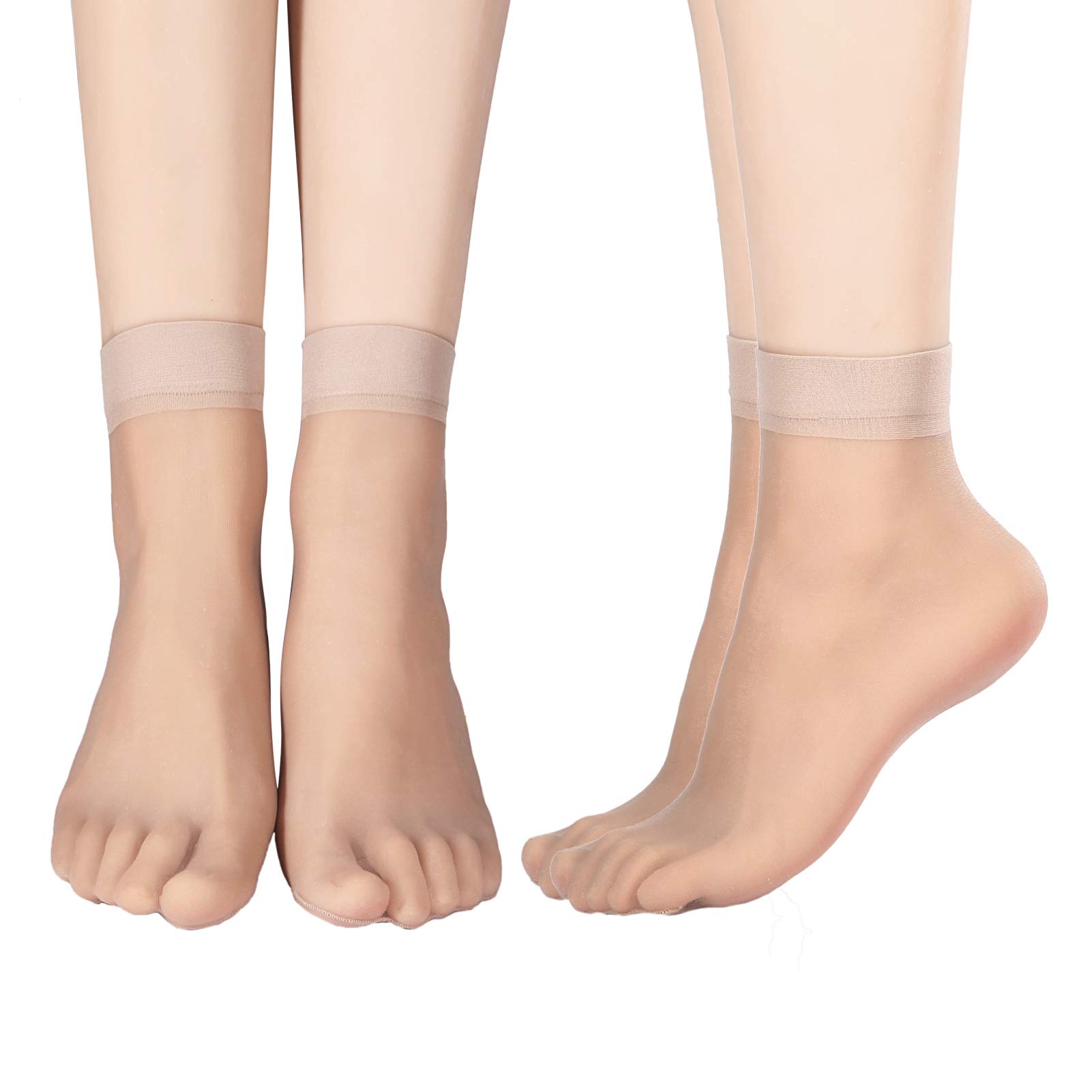 Aroveea 20 Pairs Women's Ankle High Sheer Socks,Transparent Silky Breathable Socks for women (Grey)