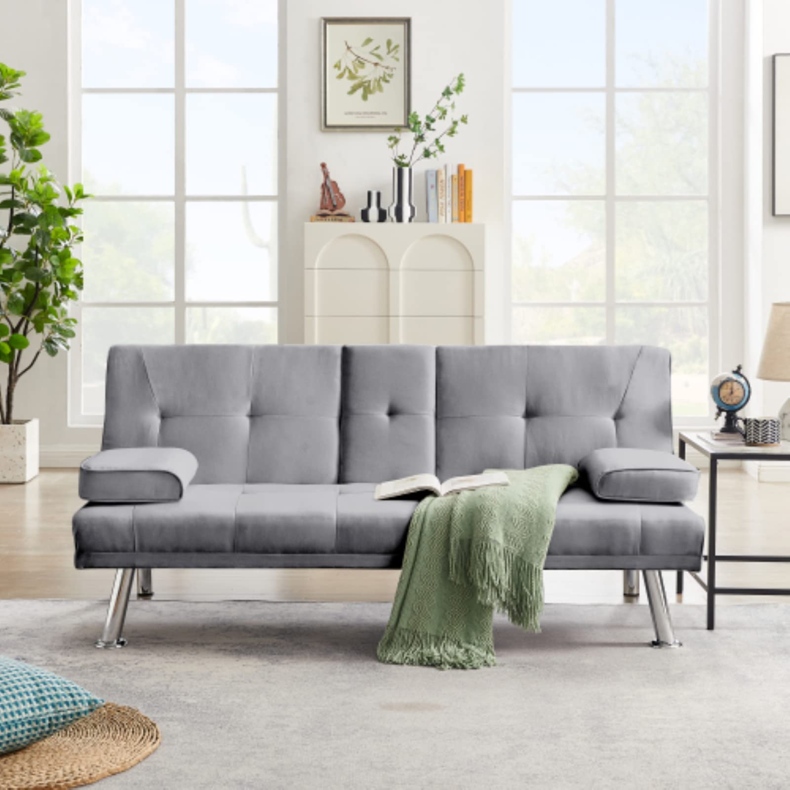 66.53" Modern Large Loveseat Sofa Couch, Removable Armrests|Metal Legs ...