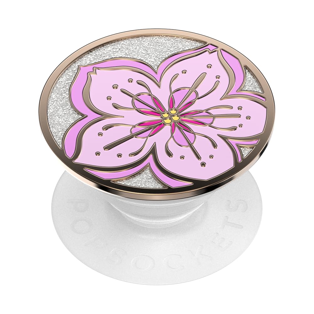 PopSockets Adhesive Phone Grip, Holder, Phone Stand, Enamel - Glitter Cherry Blossom