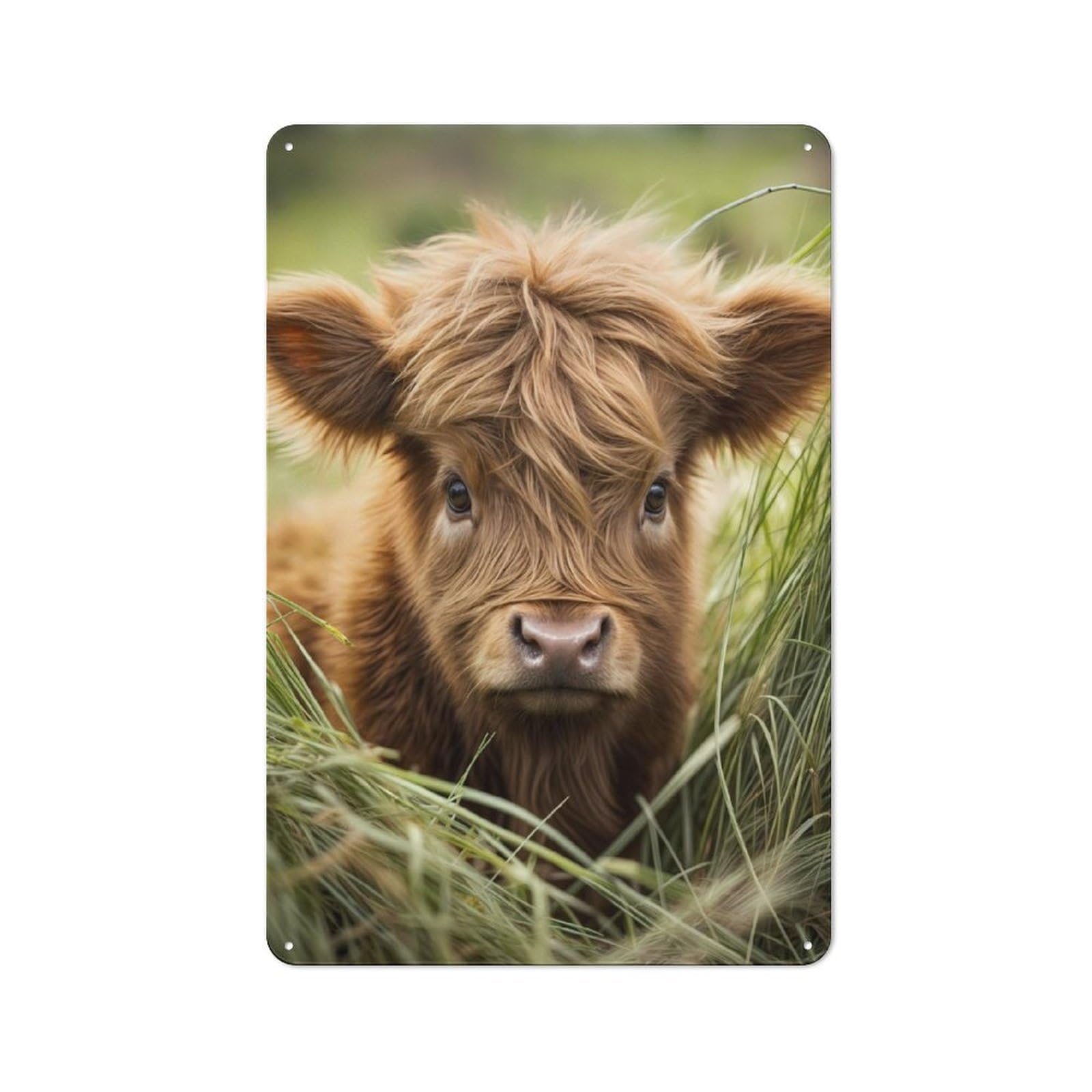 Junmoney Cute Baby Scottish Cow Tin Wall Plaque 30X20cm With For Workshop Wall, Suited To Workshop Decor Fans, For Retro Home Interiors