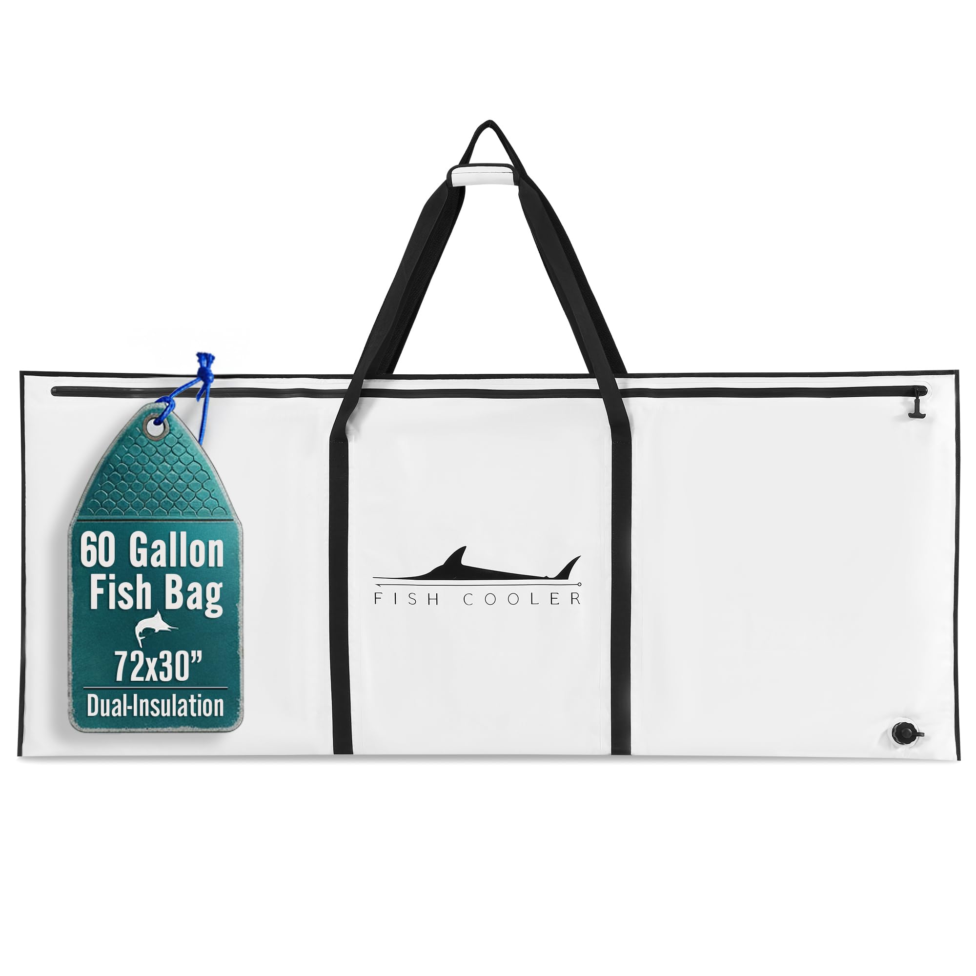 Photo 1 of Houseables Fish Bag, Fish Kill Bag, Fishing Cooler, Insulated Carrier for Fishing, Cooling Gear, Big, Waterproof For Kayak, Transport, Weigh In, Catch, Ice, Tuna, Salmon, Bass, Trout, 41x16.5”, 72x30”