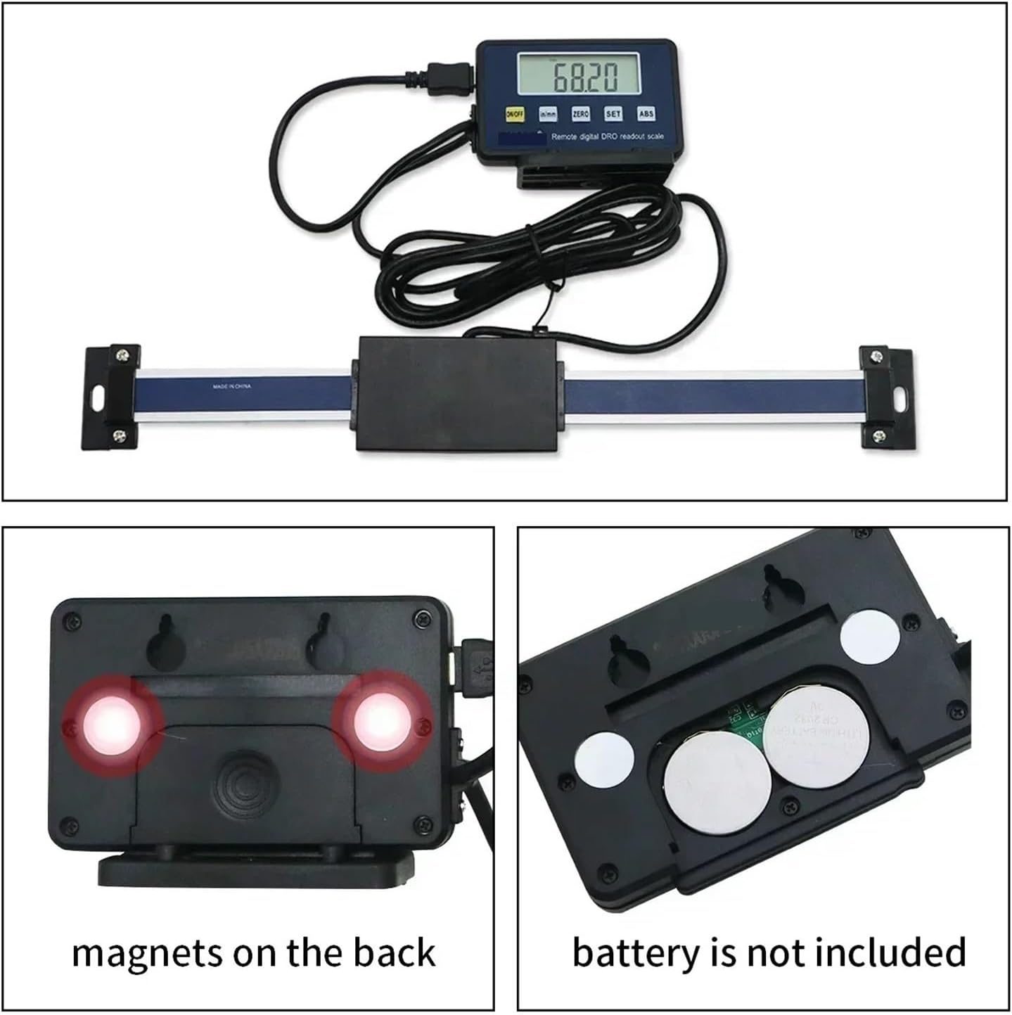 Precision Linear Scale Encoder 0-150mm Digital Scales Remote Digital Table Readout Scale for Mill Lathe Linear Ruler with Base for CNC Wire Milling Cutting Mach(Black 0 300mm)