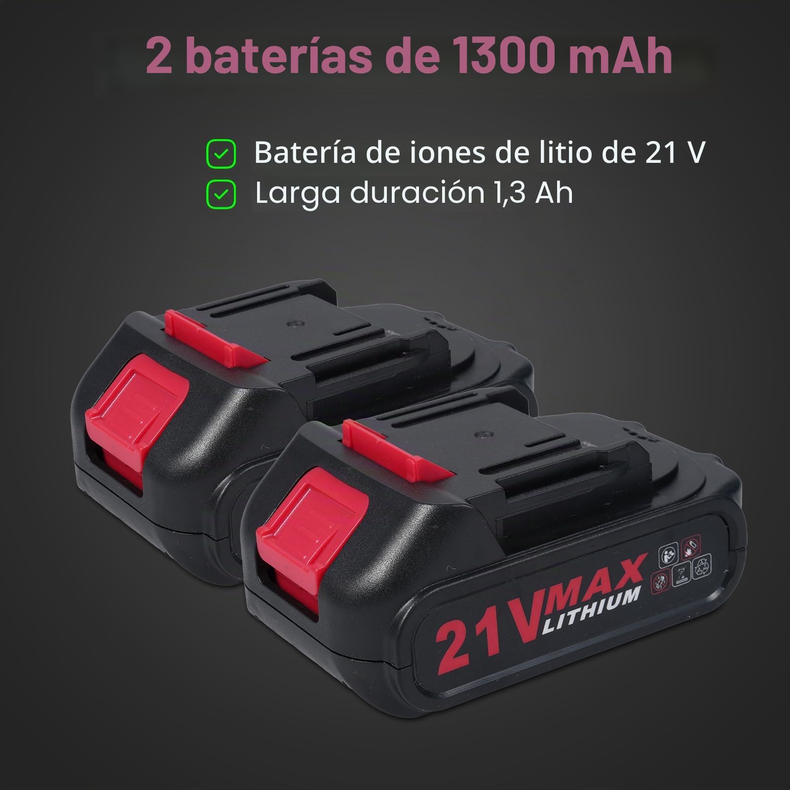 Set de amoladora angular con batería de 21 V con motor eléctrico sin escobillas de 19.000 r.p.m., potentes herramientas de amoladora angular con 2 x cargador de batería de 1300 mAh para cortar, lijar