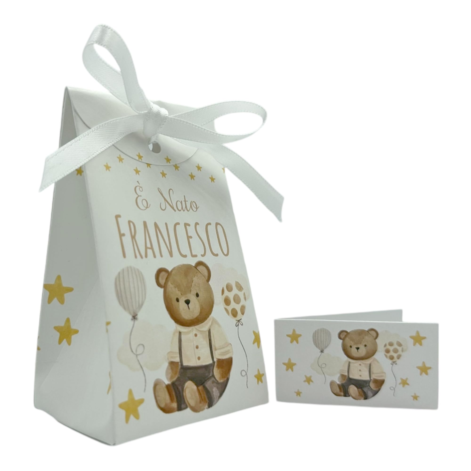 Scatoline Portaconfetti Personalizzate - Bomboniere Per Battesimo E Nascita, Con Orsetto - Foto 3