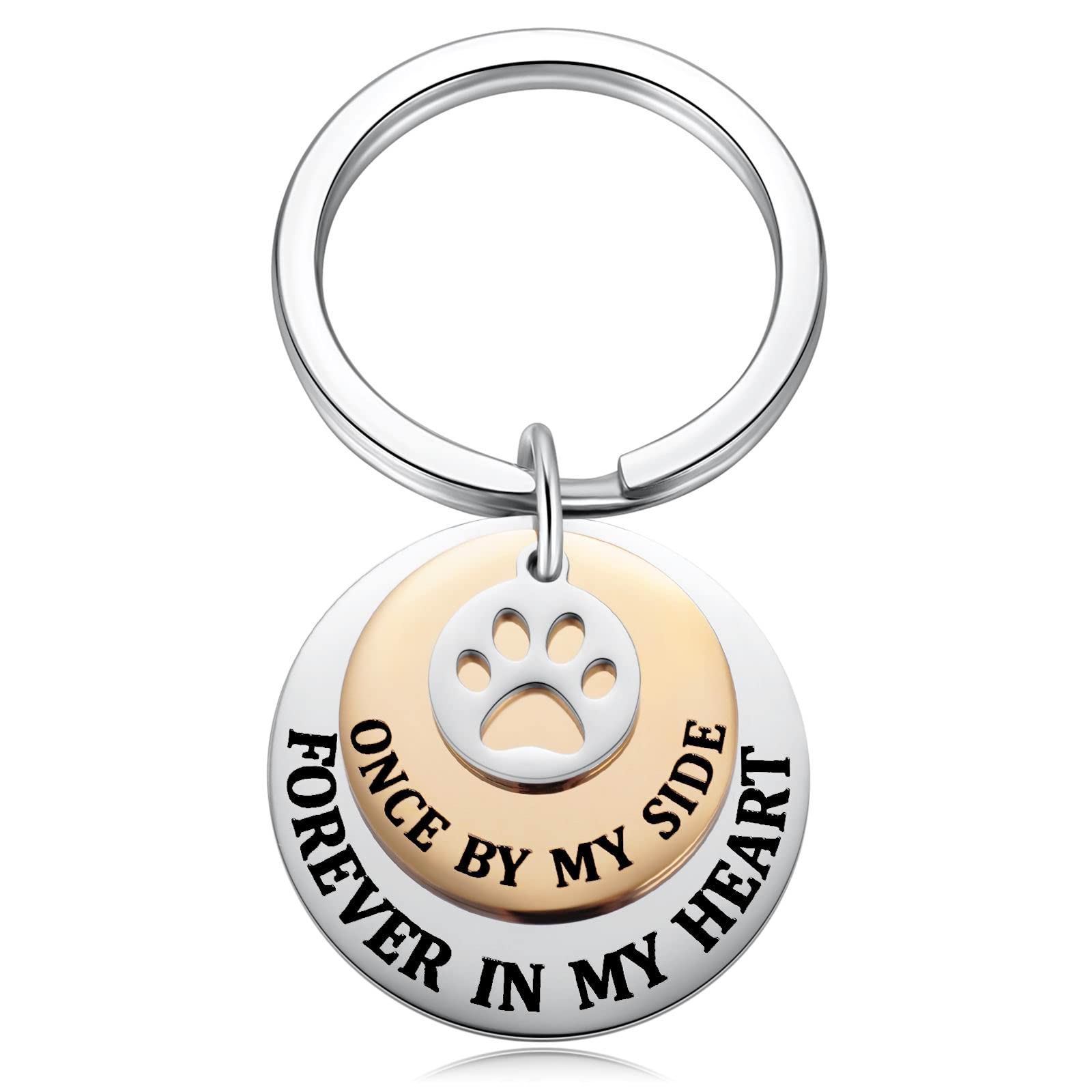 Pet Memorial Keychain Sympathy Gifts, Loss of Dog Cat Fur Baby Forever in My Heart Tri-Layer Remembrance Keyring for a Grieving Pet Owner