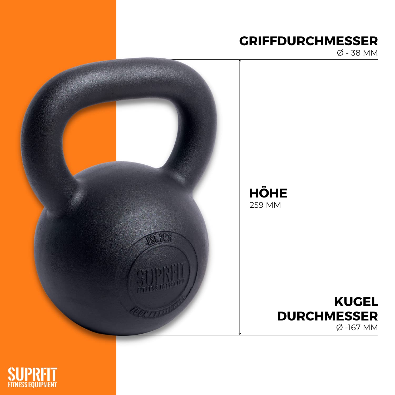 Suprfit Econ Pesa rusa 4 – 28 kg | Pesa rusa | inercia Pesas, Crossfit Levantamiento Bodybuilding | Hierro Fundido | Negro Lacado, negro