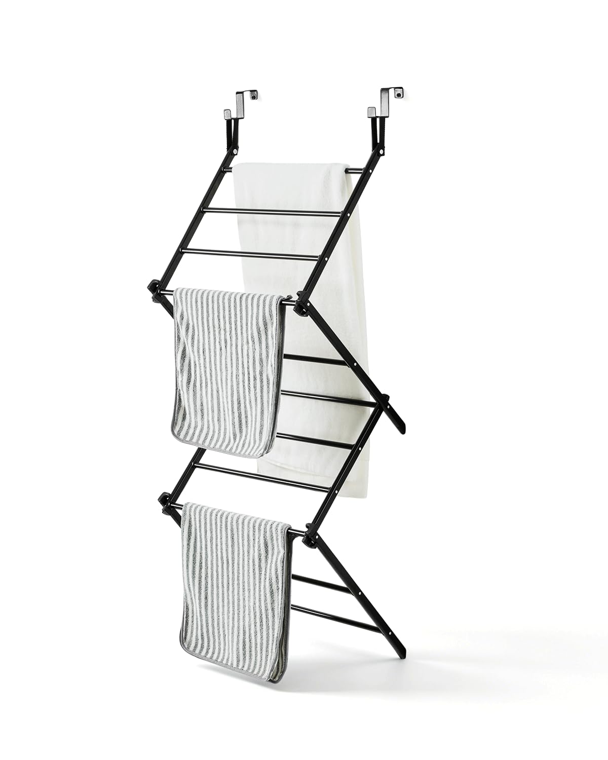 Js Hanger Black Over The Door Drying Rack, Foldable Hanging Clothes Drying Rack With 11 Drying Bars, Space Saving Laundry Rack For Towels, Clothes, Bath Towels, Bedroom, Bathroom & Laundry Room Doors
