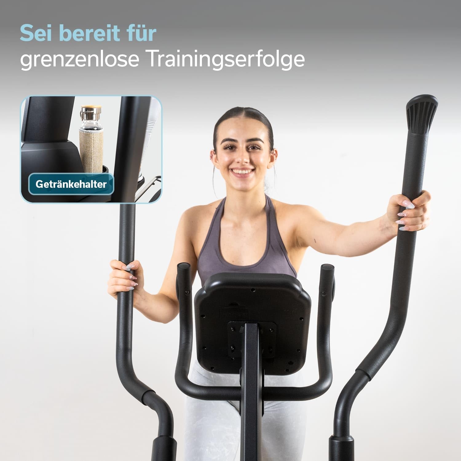 Skandika Crosstrainer für Zuhause Carbon P23 | klappbar, Ellipsentrainer mit 23 Programmen, 16 Stufen, platzsparend, leise, Kinomap App kompatibel, moderner Computer, kompakt, Cardio, Bis 135Kg