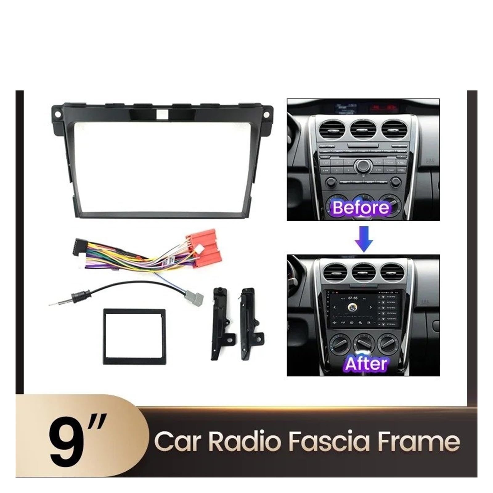 Fascia Marco Marco Salpicadero Radio Coche 2 DIN Panel Estéreo DVD Instalación Montaje Kit Tablero Bisel Adaptador para Mazda para CX7 para CX-7 08-15 Juego Panel Radio