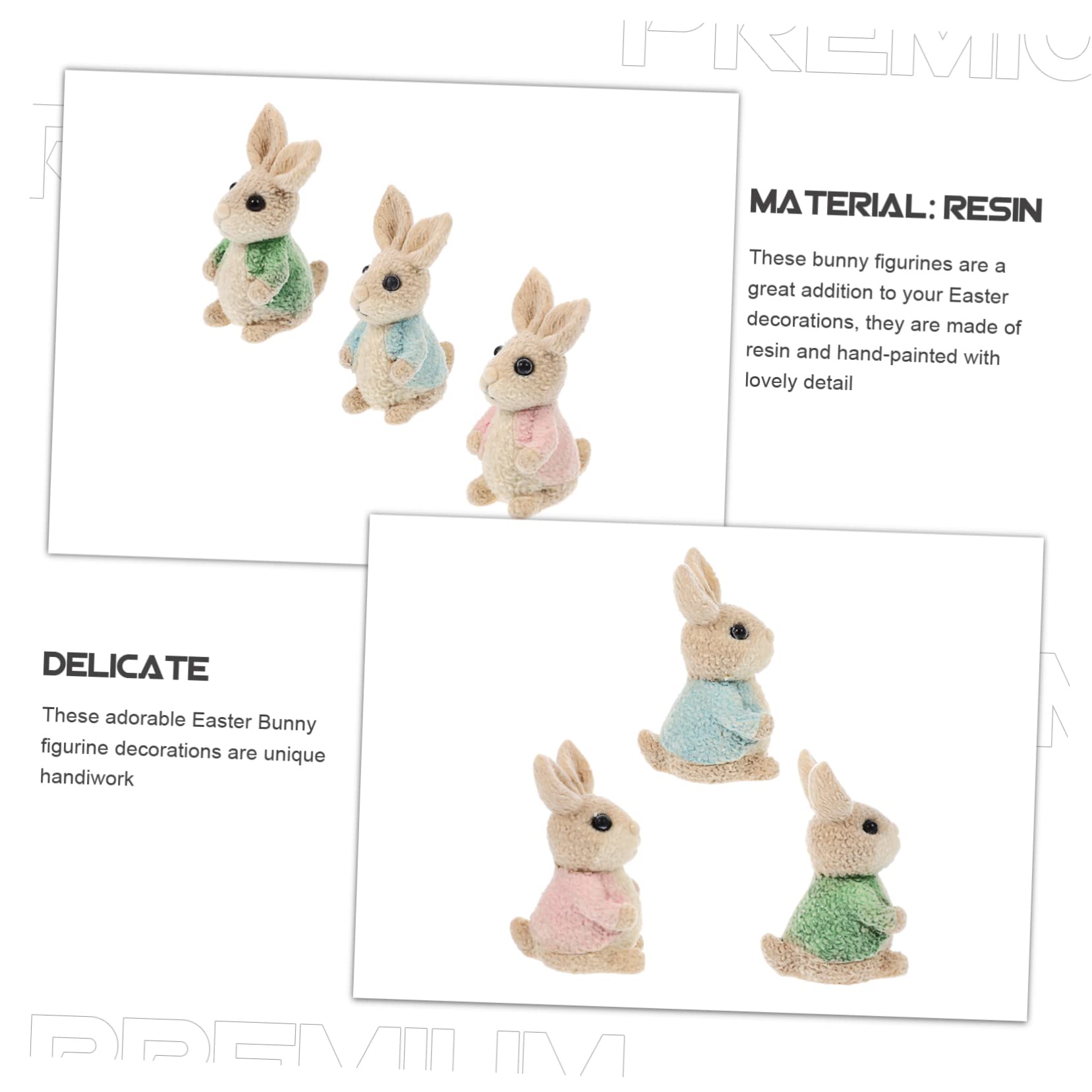 Toyvian Osterhasenfigur aus Kunstharz 3 Stück zur Tischdekoration mit Liebevollem Design