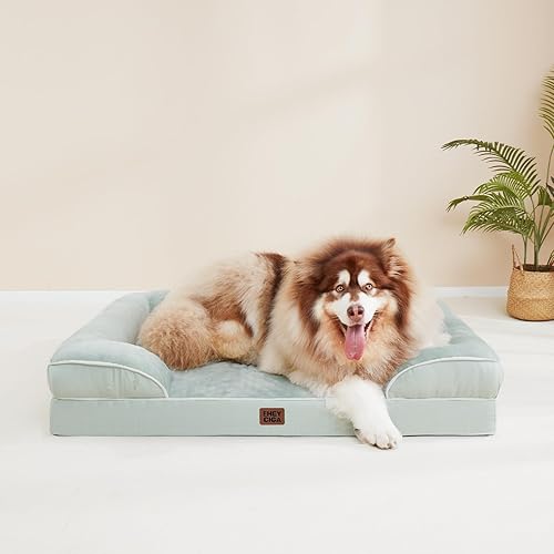 Miniatura 141 de EHEYCIGA – Cama ortopédica mediana impermeable para perros medianos, de espuma viscoelástica tipo caja de huevos, con bordes elevados y base