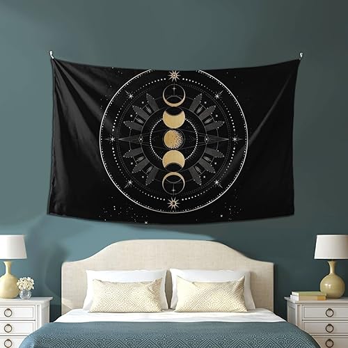 Miniatura 7 de Rqwaaed Tapiz Wicca Wicca de 60 x 40 pulgadas, diseño de luna pagana, para colgar en la pared, para dormitorio, fiesta, decoración del hogar