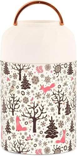 Miniatura 2 de MCHIVER Christmas Fox Pink Food Jar with Spoon Stainless Steel Vacuum Insulated Food Container 17 oz Food Thermos for Lunch