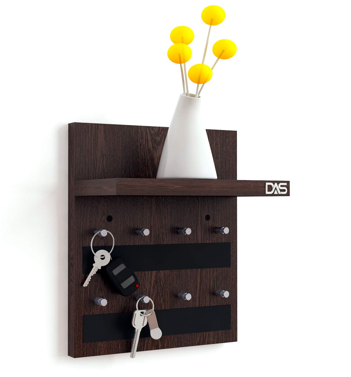 DAS Wall Mounted Home Décor Key Chain Holder/Organizer Key Hooks with Wall Shelf Display Rack Wenge (8 Knobs)- Larose (B08CNLN9TD) Amazon Price History, Amazon Price Tracker