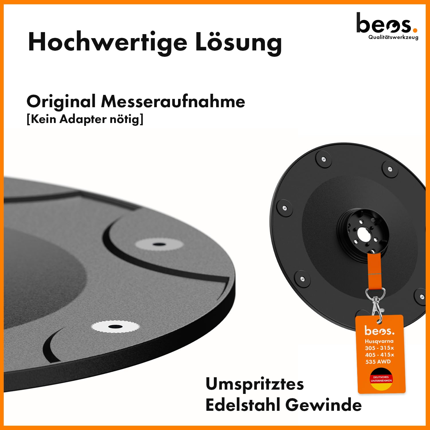 BEOS Premium Mähroboter Tuning Messerscheibe - glasfaserverstärkter Messerteller für 7X Klingen - Husqvarna 305|310|315|405x|410x|430x|435x|535 AWD ab Baujahr 2018 - Ø 197 mm