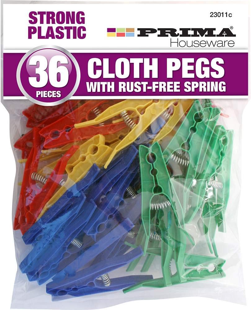 Prima Marketing Prima Strong Plastic Rust-Free Clothes Pegs 36 Pack