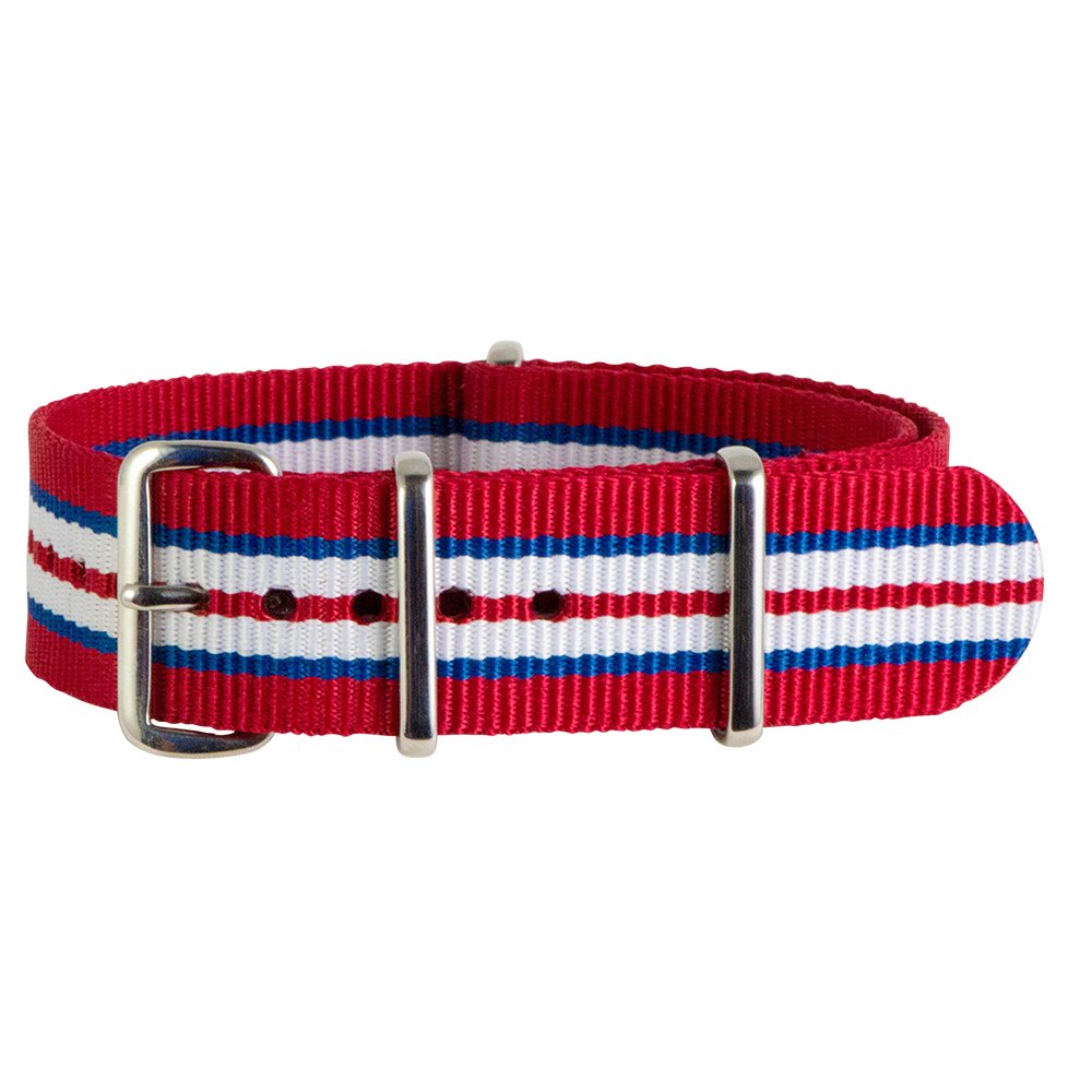 Clockwork Synergy® Classic - 20mm Red/Blue/White Nylon Watch Strap Band