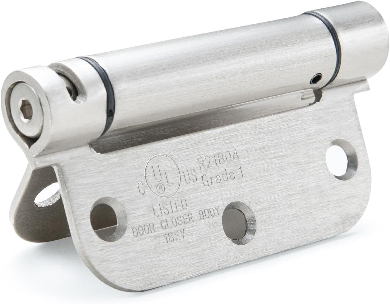 Sophia Self-Closing Door Hinge 3.5 Inch Rounded 5/8 Radius Interior, Spring Loaded Hinge Adjustable Tension for Garage Residential Standard Bedroom Indoor Doors, 3 Pack, Satin Nickel, UL Listed
