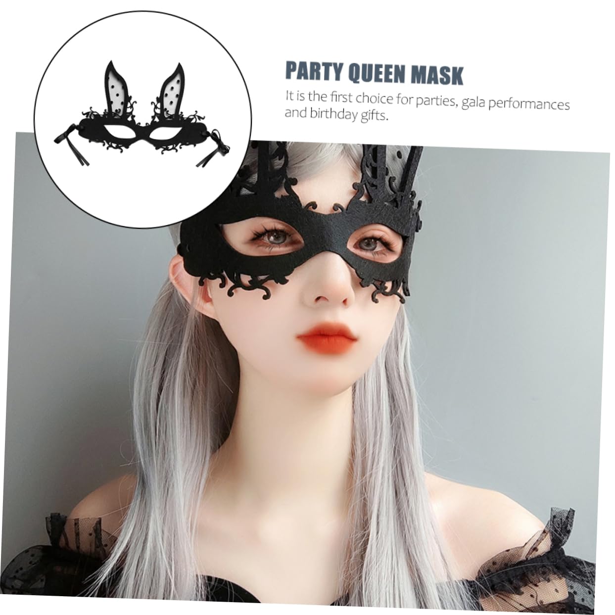 Abaodam Masque de lapin pour femme - Demi-masque de lapin léger - Accessoire de costume pour les fêtes, les bals masqués - Idéal pour les amis et la famille