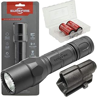 Surefire G2X Pro 600 Lumen Dual-Outputs LED Flashlight Bundle with V70 Holster, 2 Extra CR123A Batteries and Lightjunction Battery Case (Black)