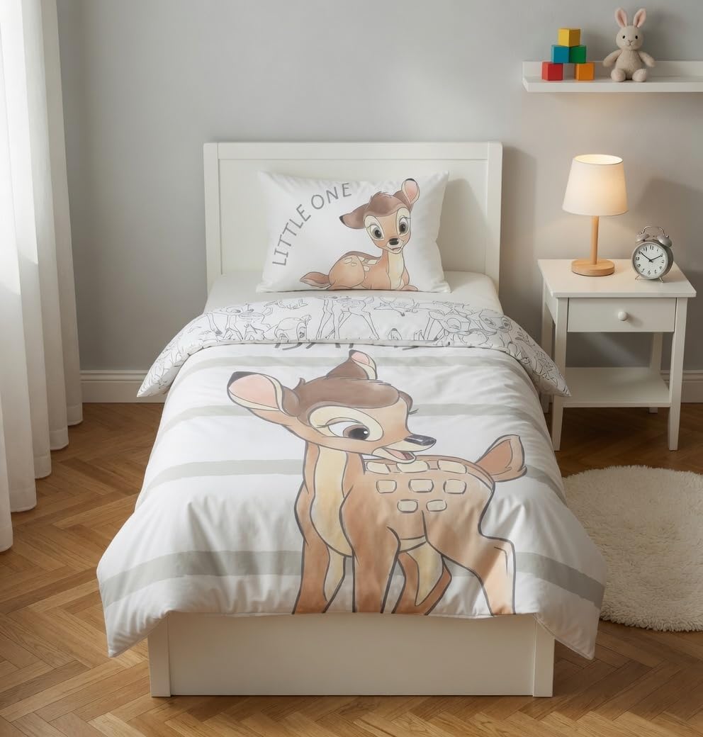Disney Bambi Parure de lit pour bébé 100 x 135 cm + 40 x 60 cm en Coton