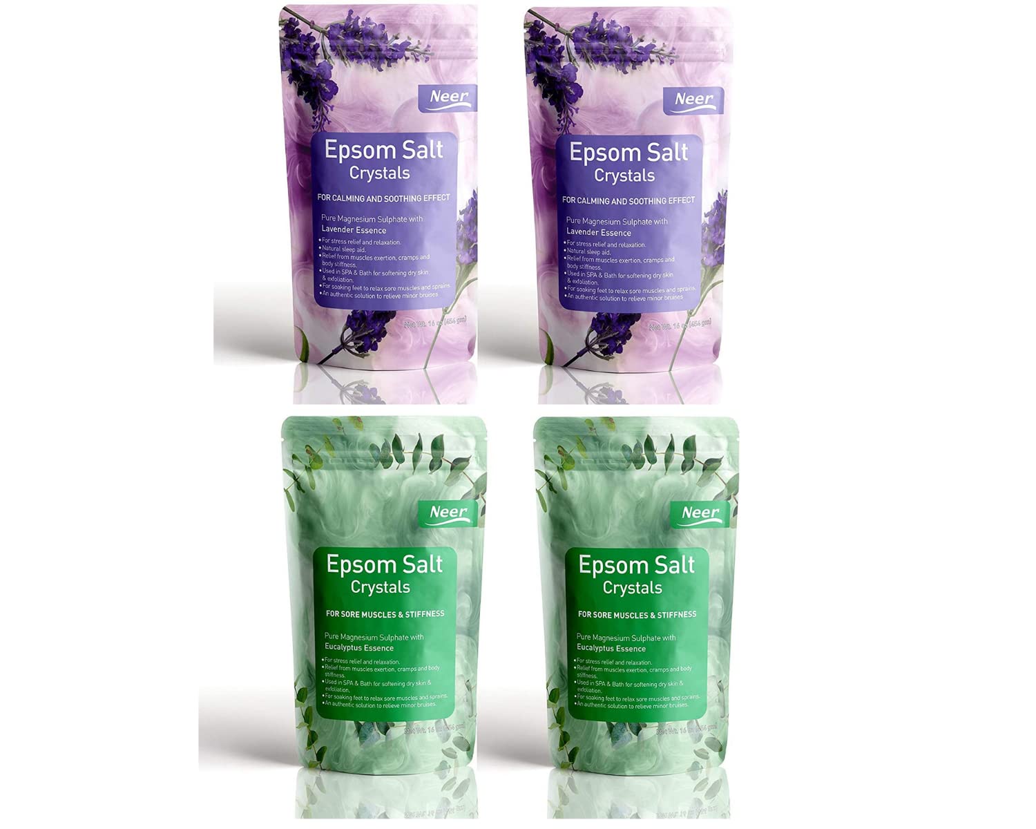 Neer Epsom Salt Bath Soaking Solution comfort and relax overworked muscles Ease Aches and Soreness Soothe Tired & Achy Feet pack of 4-image-34