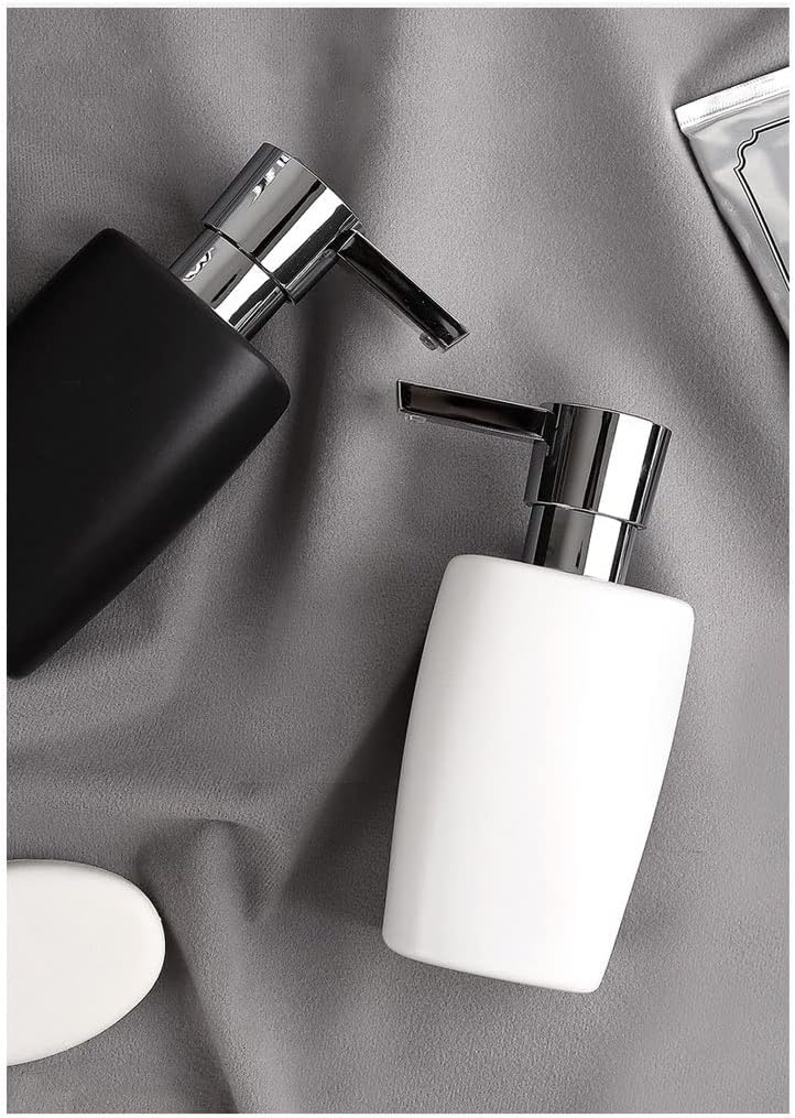 Hand Soap Bottle Kitchen Soap Dispenser Ceramic Lotion Pump Bottle Bathroom Countertop Shampoo Moisture Bottling Essential Oil Dispenser Detergent Dispenser，Black