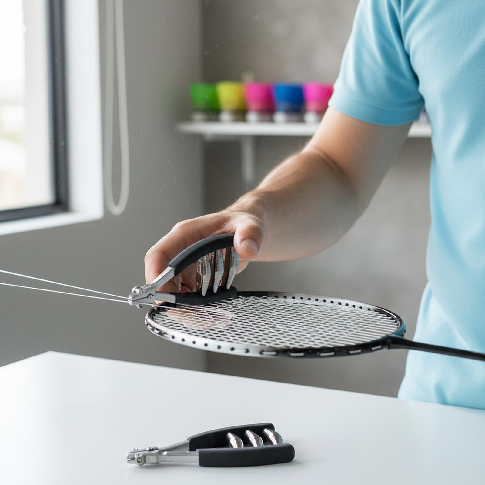 Morsetto di Partenza per Badminton Che Trattiene La Linea della Racchetta con Protezione del Filo